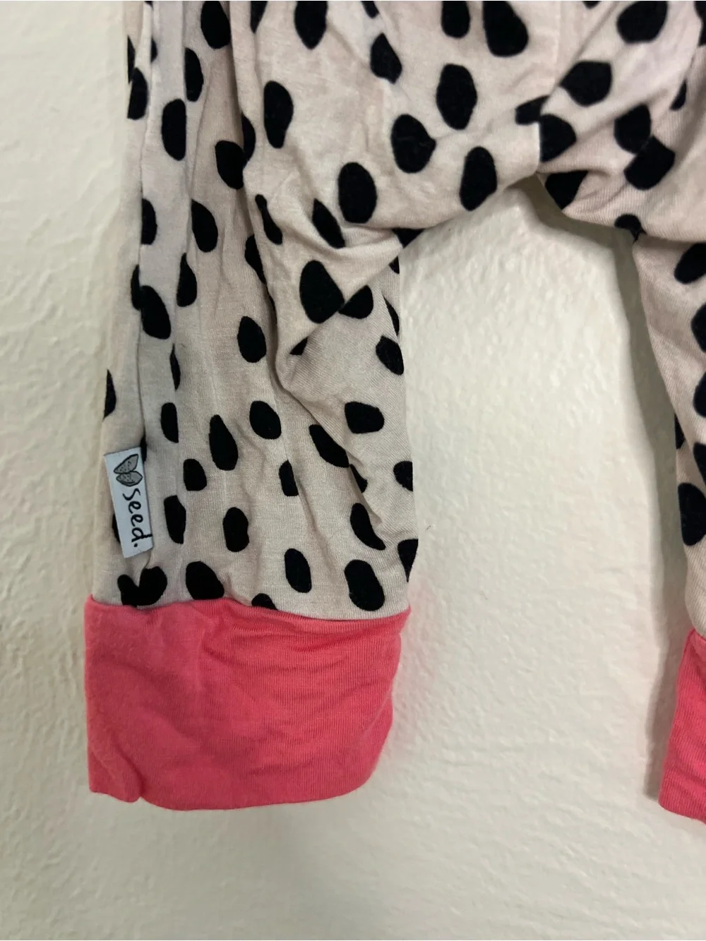 The Simple Seed Polka Dot Baby Romper in Cream and Pink size 3-6 months